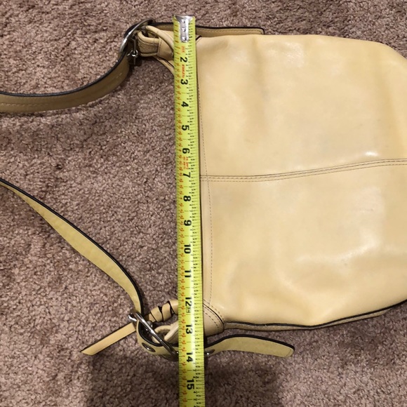 RARE VTG BUTTERCUP YELLOW COACH SHOULDER DUFFEL CONVERTIBLE LEATHER BUCK… - Picture 13 of 16